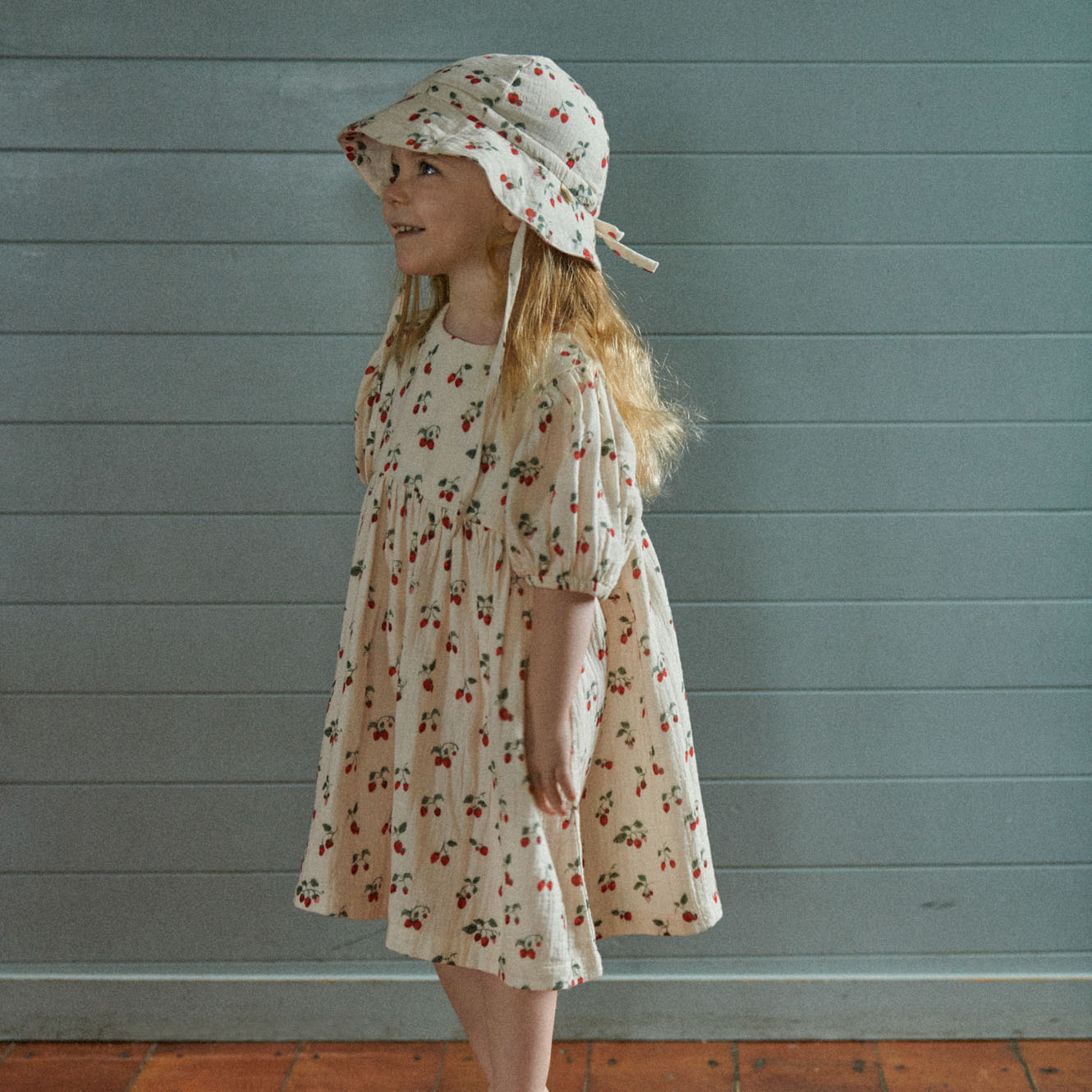 ALBERTINE DRESS MUSLIN | Strawberry Blush Print-Extra Img - 1