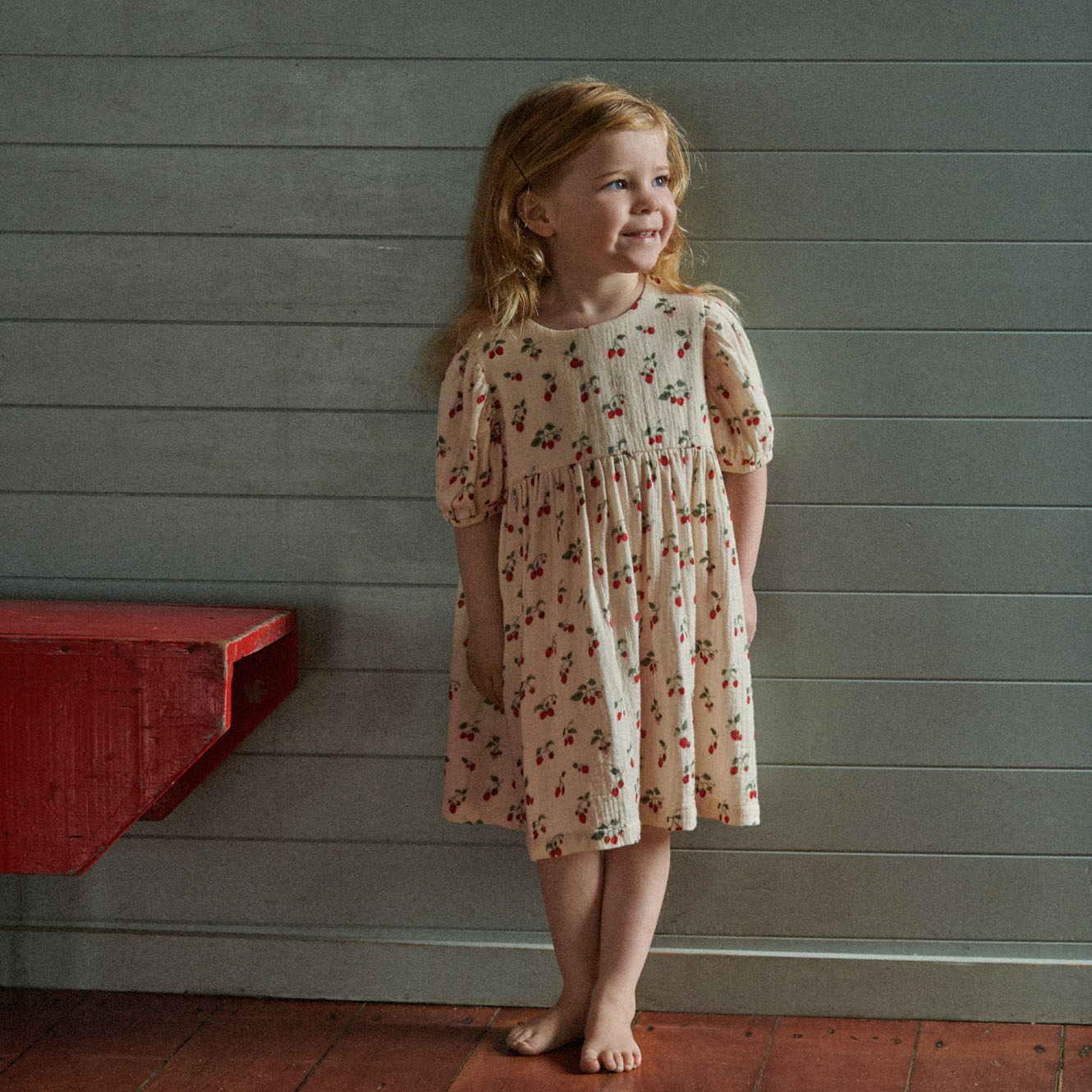 ALBERTINE DRESS MUSLIN | Strawberry Blush Print-Extra Img - 2