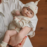 COTTON KNOTTED BEANIE | Raspberry Print-Extra Img - 1