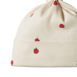 COTTON KNOTTED BEANIE | Raspberry Print-Extra Img - 2