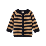 MERINO KNIT CARDIGAN | Navy/Caramel Stripe-Web-front