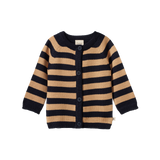 MERINO KNIT CARDIGAN | Navy/Caramel Stripe-Web-front