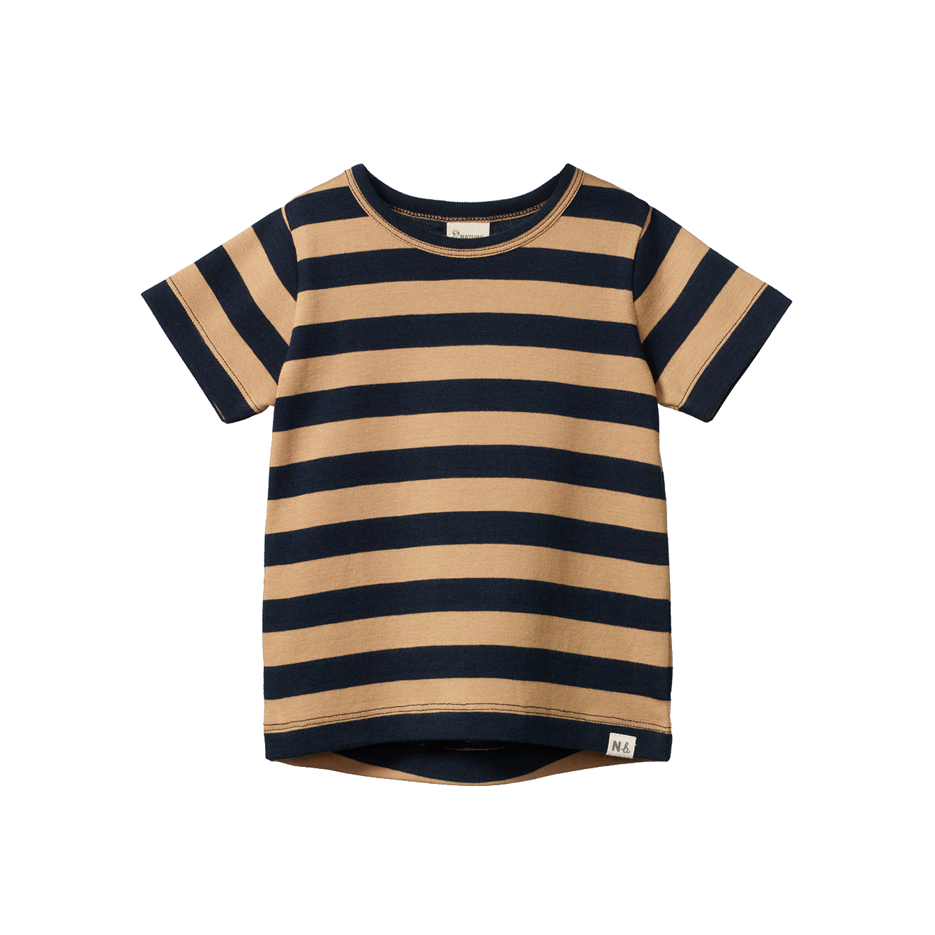 RIVER TEE | Navy/Caramel Stripe-Web-front