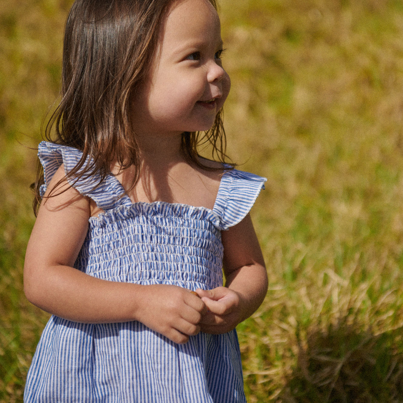 GALA DRESS LINEN | Blue Stripe-Web-hover