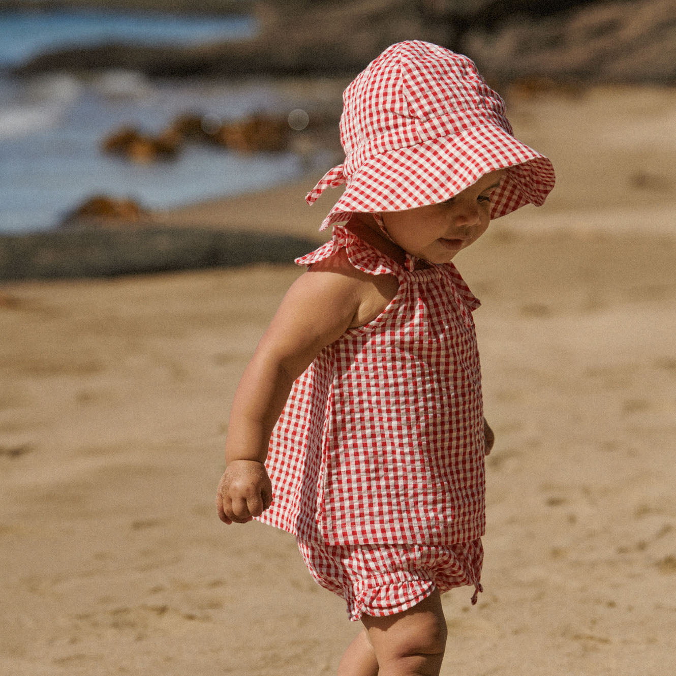GINGHAM SUNHAT | Red Check-Extra Img - 2