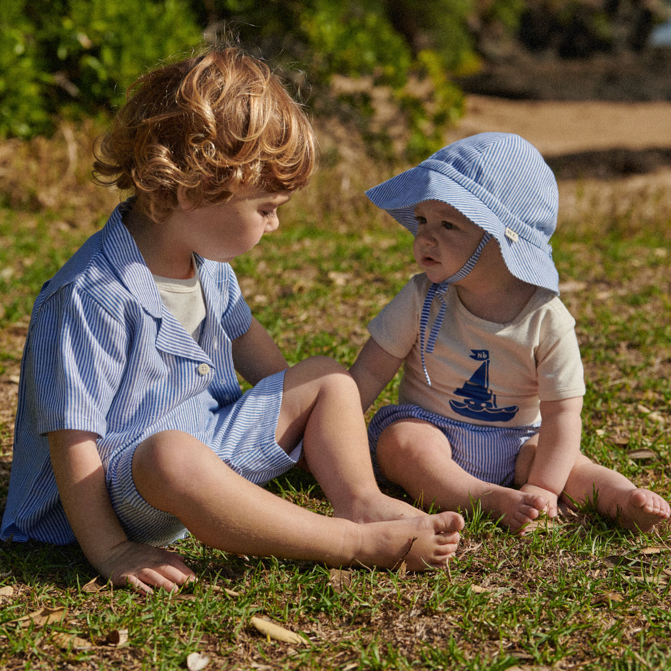 JAMES SHORTS LINEN | Blue Stripe-Extra Img - 1