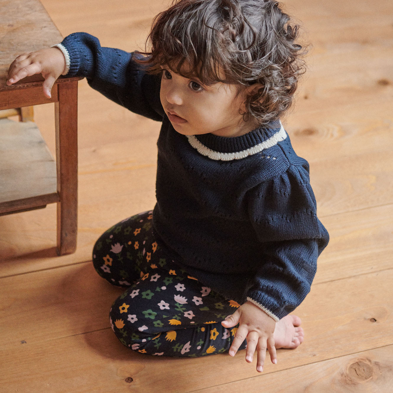 LONG SLEEVE MAEVE TEE | Navy Pointelle-Extra Img - 1