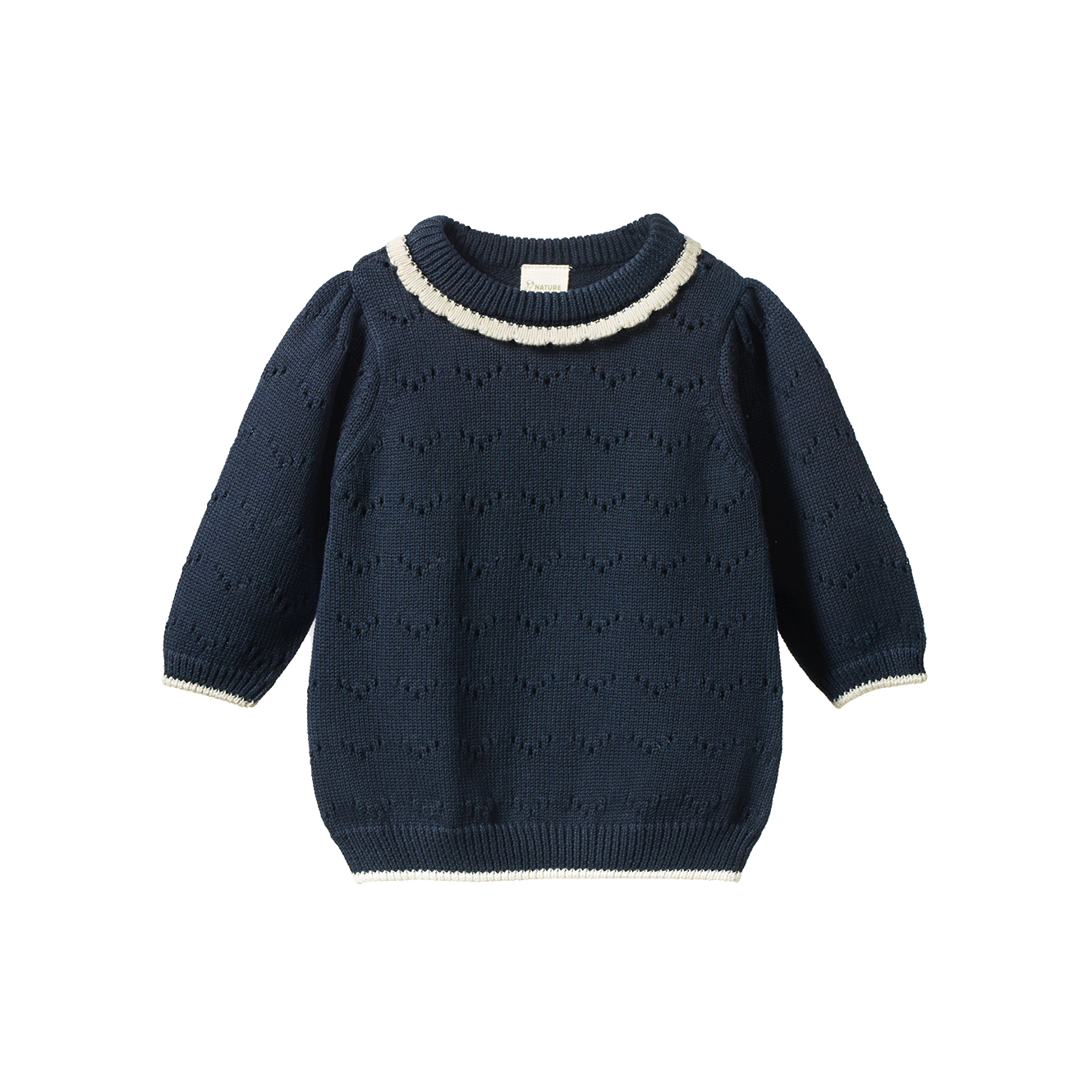 LONG SLEEVE MAEVE TEE | Navy Pointelle-Web-front