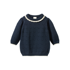 LONG SLEEVE MAEVE TEE | Navy Pointelle-Web-front