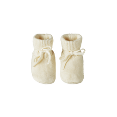 MERINO KNIT DRAWSTRING BOOTIES | Natural-Web-front