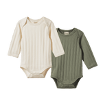 2 Pack Derby Bodysuit Long Sleeve - long sleeve bodysuits - Nature Baby