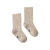 ORGANIC COTTON RIB SOCKS | Oatmeal Marl-Web-front