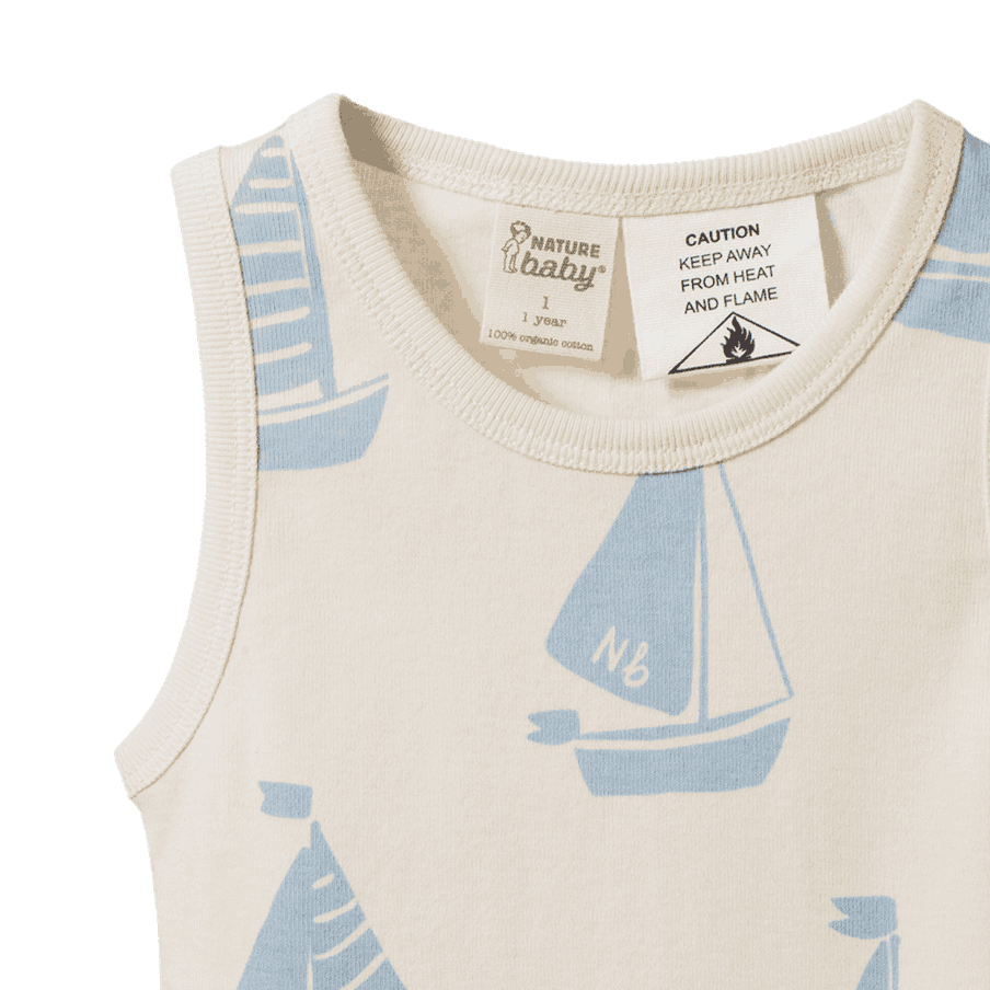 SINGLET PYJAMA SET | Regatta Blue Print-Extra Img - 4