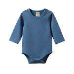 STRETCH JERSEY L/S BODYSUIT | Raspberry Blue Print-Web-front