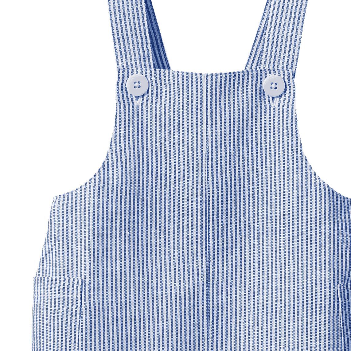TUCKER SHORTIE OVERALLS LINEN | Blue Stripe-Extra Img - 2